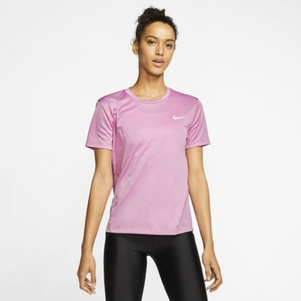 Nike Women's Pro Dri Fit T-Shirt Milner Running Purple Short Sleeve Crew neck